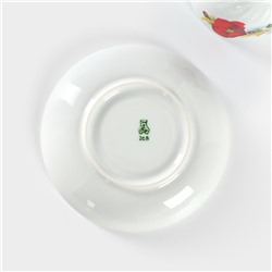 Чайная пара Добрушский завод «Маки красные», 2 предмета: чашка 250 мл, блюдце d=15 см, фарфор, белая