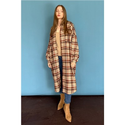 Рубашка удлиненная  AUTUMN046/02/Бежевый, коричневый