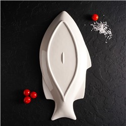 Блюдо для подачи «Рыба», 39×19×2.5 см, керамика, цвет белый