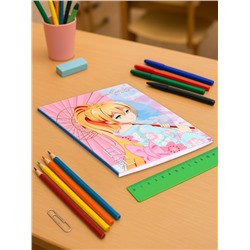 Дневник школьный для 1-11 классов, «Аниме. Девочка (розовые тона)», интегральная (гибкая) обложка, матовая ламинация, выборочный лак, 40 листов