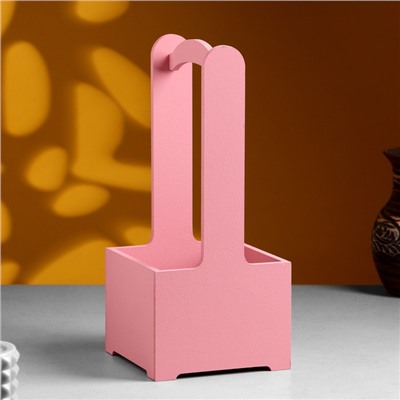 Подарочный ящик, 13.5×13.5×30 см, деревянный, с ручкой, розовый