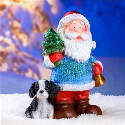 УЦЕНКА Фигура "Дед мороз с елкой" с блестками 37см