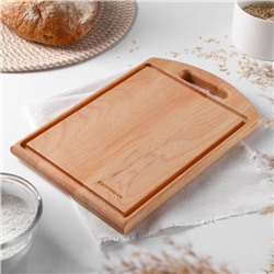 Доска разделочная Доляна «БУКовский», 30×20×2 см, дерево бук, с ручкой и кровостоком