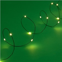 Гирлянда «Нить», 10 м, роса, IP44, 100 LED, 2 режима, солнечная батарея, серебристая нить, свечение тёплое белое