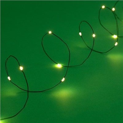Гирлянда «Нить», 10 м, роса, IP44, 100 LED, 2 режима, солнечная батарея, серебристая нить, свечение тёплое белое