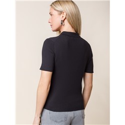 Джемпер-поло с застежкой на молнии из хлопка с кашемиром