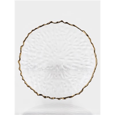 Тарелка Magistro «Риччи», d=33 см, h=2 см, с золотистой отводкой, стекло, прозрачная