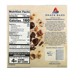 Atkins, Triple Chocolate Bar,  5 Bars, 1.41 oz (40 g) Each