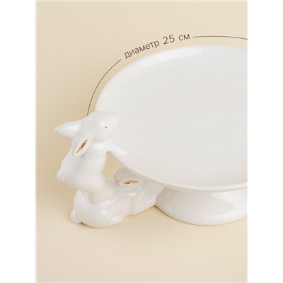 Блюдо сервировочное керамическое SL Home «Лесные кролики», 30.5×25×15.5 см, цвет белый