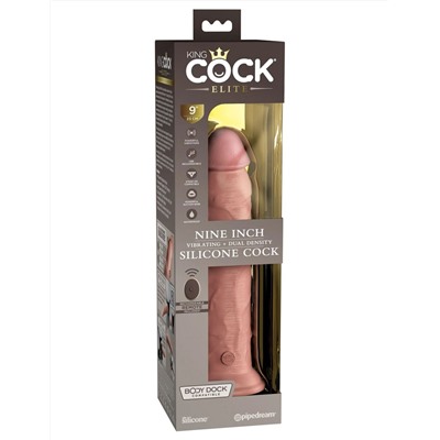 Телесный вибратор-реалистик на присоске 9’’ Vibrating Silicone Dual Density Cock - 24,8 см.