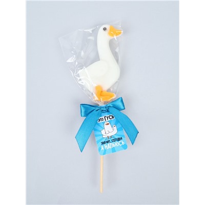 Леденец в форме гуся «Это гусь - я напьюсь», вкус: груша, БЕЗ САХАРА, 25 г