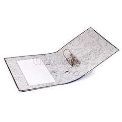 Папка с арочным механизмом "Attomex" A4 75 мм мраморная картонная разобранная, корешок из PVC, наварной карман с этикеткой, металлическая окантовка, запечатка форзаца, запечатка форзаца, синяя