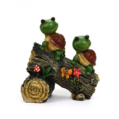 Садовая фигура из полистоуна «Черепашки на бревне», 24×13×25 см