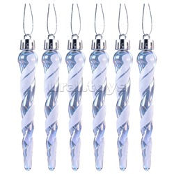 Новогоднее украшение "Сосульки" белые (6шт х 11см)в пакете