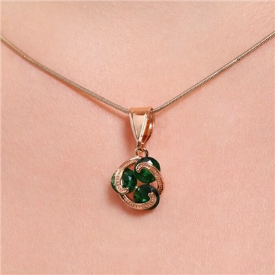 Комплект ювелирная бижутерия коллекция  "Дубай" серьги и кулон, покрытие: позолота, вставка: фианиты, цвет: зеленый, арт.215.426