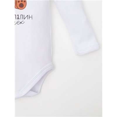 Боди с длинным рукавом Крошка Я «Пухляш», рост 86-92 см, цвет белый