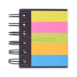 Набор самоклеящихся этикеток-закладок "Book" бумажные 50x15 мм, 5x25 листов и 51x76 мм, 4x25 листов, 5 неоновых цветов, пластиковая обложка, евроспираль, в пластиковом пакете с европодвесом