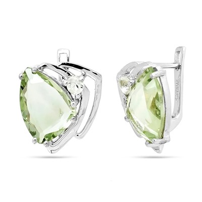 Серьги из серебра зеленый аметист, Лавара