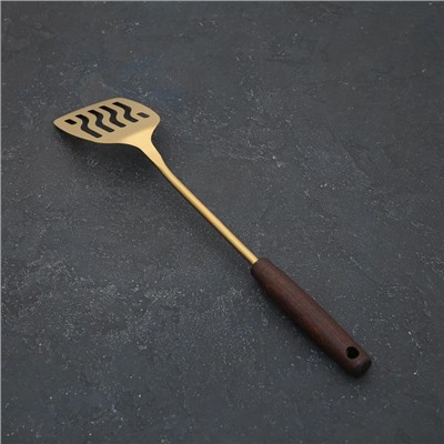 Лопатка с отверстиями «Прайм», длина 39.5 см, нержавеющая сталь, цвет металла золотой