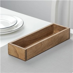Лоток деревянный для подачи столовых приборов Доляна, 25×8×4 см, коричневый