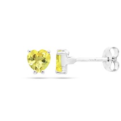 Серьги из серебра цитрин, Сердце
