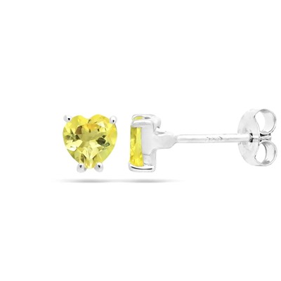 Серьги из серебра цитрин, Сердце