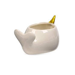 Декоративный горшок для цветов «Нарвал», керамический, 150 мл, 13×8×7 см, белый