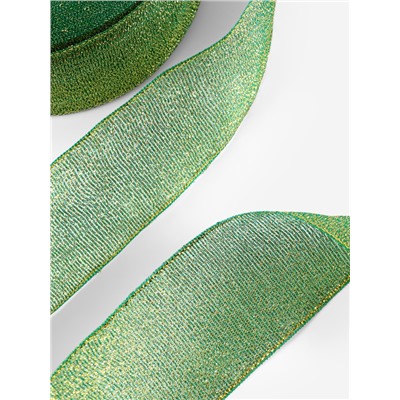 Лента парчовая, 40 мм, 23±1 м, зелёная №032