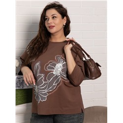 Блуза Цветочная рапсодия (коричневая) Б15310-18М