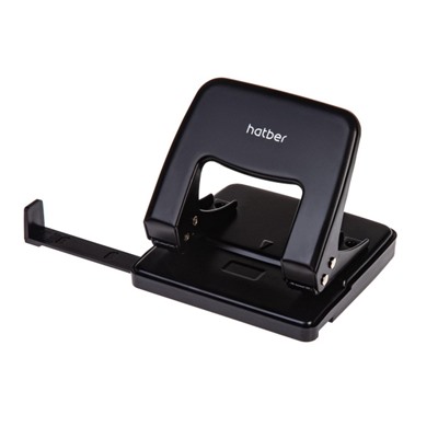 Дырокол на  25 л. металл "Record" черный ,с линейкой 092224 Хатбер