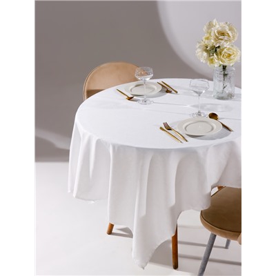 Скатерть DomoVita белая жаккард, рисунок МИКС (80% полиэстер, 20% хлопок) микрофибра 100×150