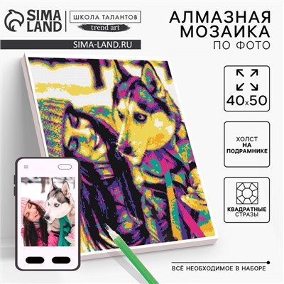 Алмазная мозаика по фото с полным заполнением «Pop Art», на холсте с подрамником, 40×50 см