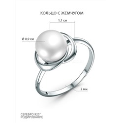 Серьги из серебра с жемчугом родированные с0741