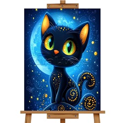 Мозаика алмазная "Черный кот" 20*30см.