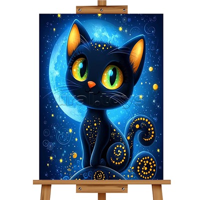 Мозаика алмазная "Черный кот" 20*30см.