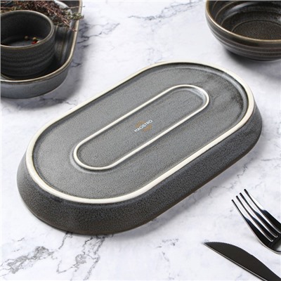 Блюдо Magistro Urban, 450 мл, 24×13.7×2.7 см, овальное, фарфор, серое