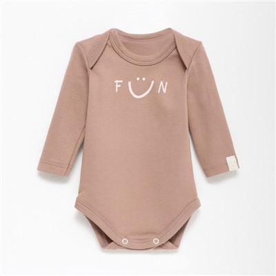Боди с длинным рукавом «Крошка Я» Fun, рост 68-74 см, бежевое