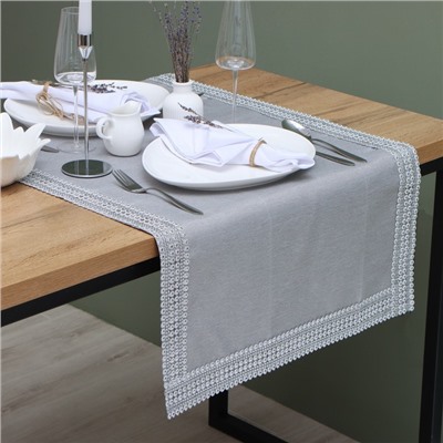 Дорожка на стол Этель со стразами, 50×100 ±5 см, серая, п/э