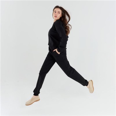 Костюм женский (свитшот, брюки) MINAKU: Casual Collection, размер 42, чёрный