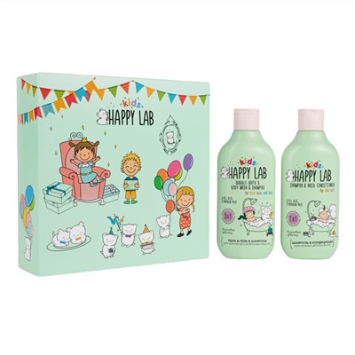 520977 Happy Lab Kids Подарочный набор для нежной детской кожи и волос / Party, 300 мл x 2