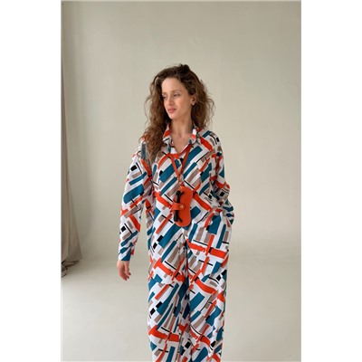 Рубашка  СЕТ001/16/Синий, оранжевый