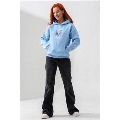 8565 толстовка женская оверсайз (Голубой_стич)