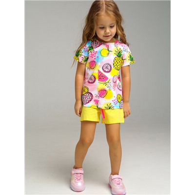 Комплект трикотажный для девочек: фуфайка (футболка), шорты