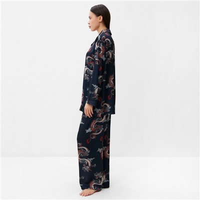 Пижама женская (рубашка, брюки) KAFTAN «Дракон», размер 48-50, синяя