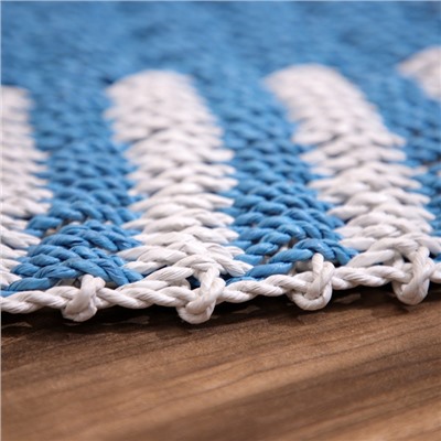 Ковёр на пол круглый натуральный плетёный «Волна», из водорослей, 150 см, голубой