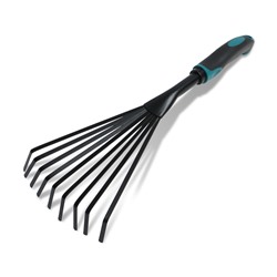 Грабли малые, веерные, пластинчатые, 9 зубцов, длина 40 см, эргономичная прорезиненная ручка, Greengo
