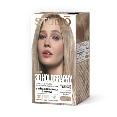Стойкая крем-краска для волос Studio Professional 3D Holography 90.105 Пепельный блондин