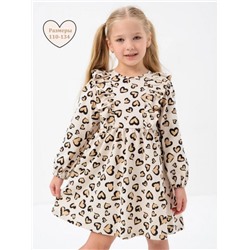 Платье Крылья длинный рукав детское (Сердечки на бежевом)
