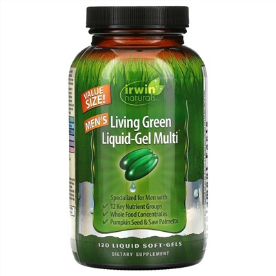 Irwin Naturals, Men's Living Green Liquid-Gel Multi, 120 Liquid Soft-Gels