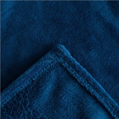 Плед «Этель», 180×200 см, корал-флис, тёмно-синий